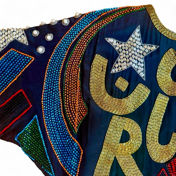 Laurence Kazar Black Beaded Vintage Party Dress - Picture 7 of 8